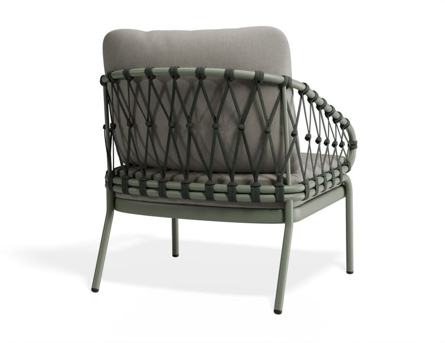 Kara Lounge Chair - Outdoor - Single - Eucalyptus Green - Granite Grey Cushions, Fabric, Metal