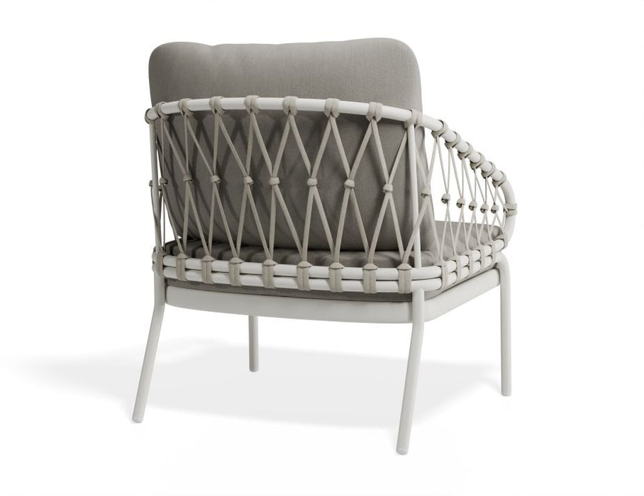 Kara Lounge Chair - Outdoor - Single - White - Granite Grey Cushions, Fabric, Metal
