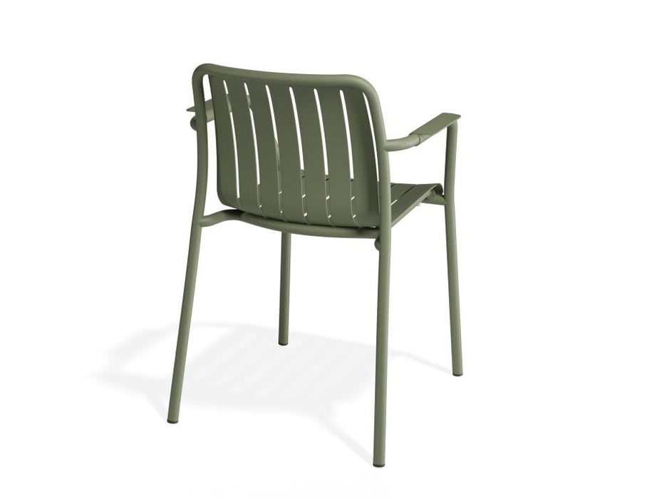 Roku Outdoor Armchair in Matt Eucalyptus Green - Chair with Light Grey Cushion