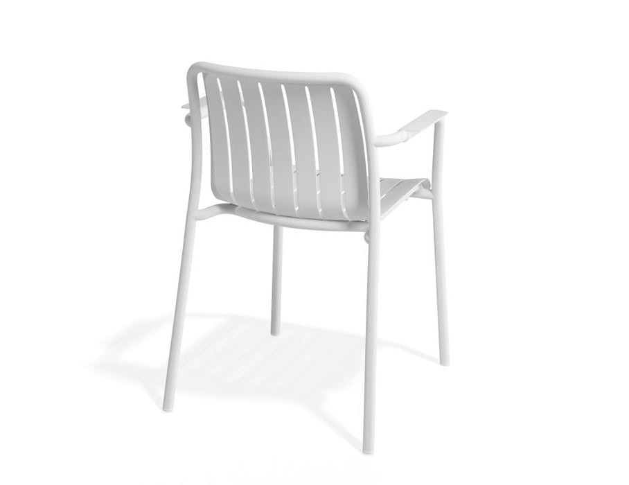 Roku Armchair - Outdoor - White - Chair with Sandy Grey Cushion