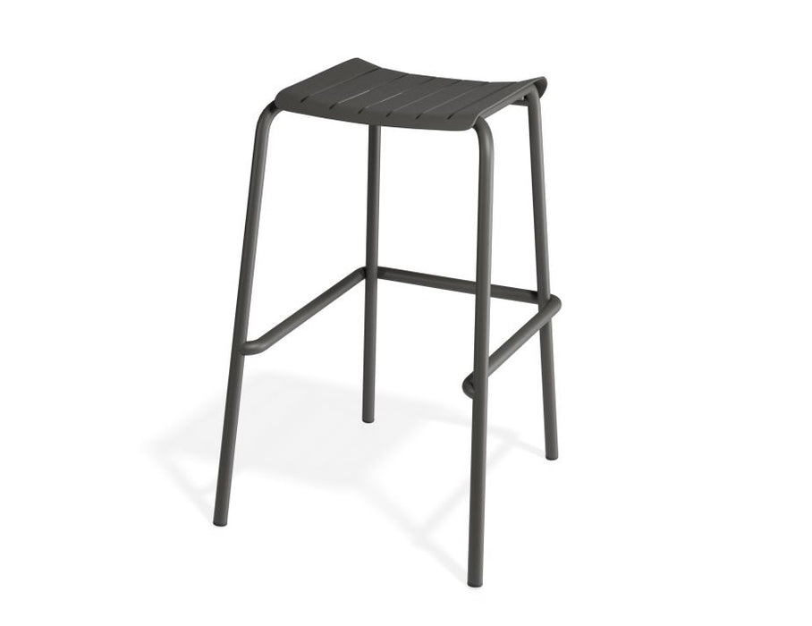 Roku Outdoor Backless Bar Stool in Matt Charcoal