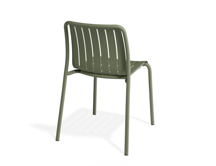 Roku Outdoor Dining Chair in Matt Eucalyptus Green - Chair with Light Grey Cushion