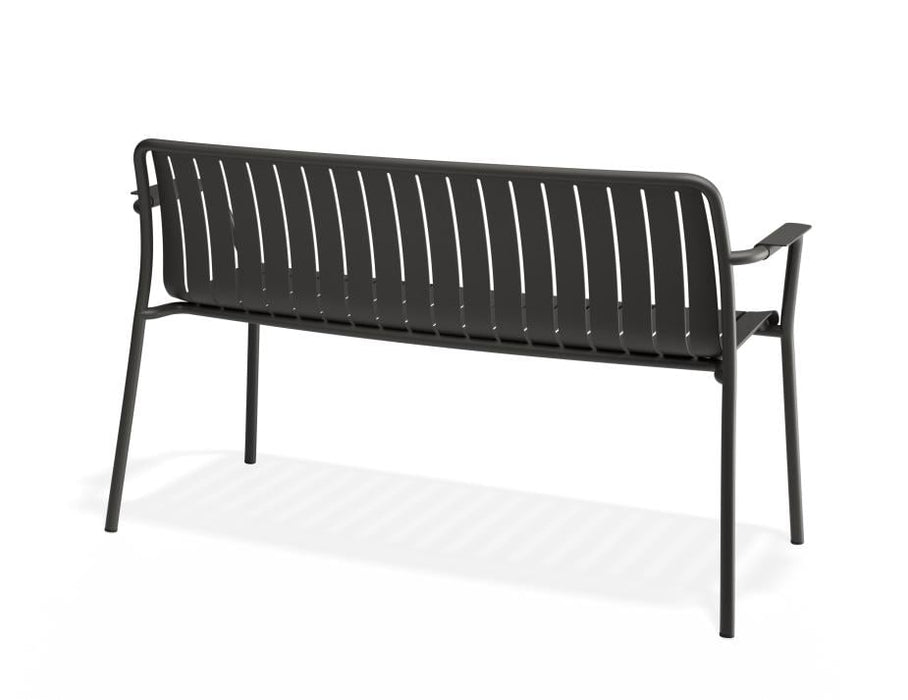 Roku Garden Bench 125cm - Outdoor - Charcoal - Chair with Granite Grey Cushion