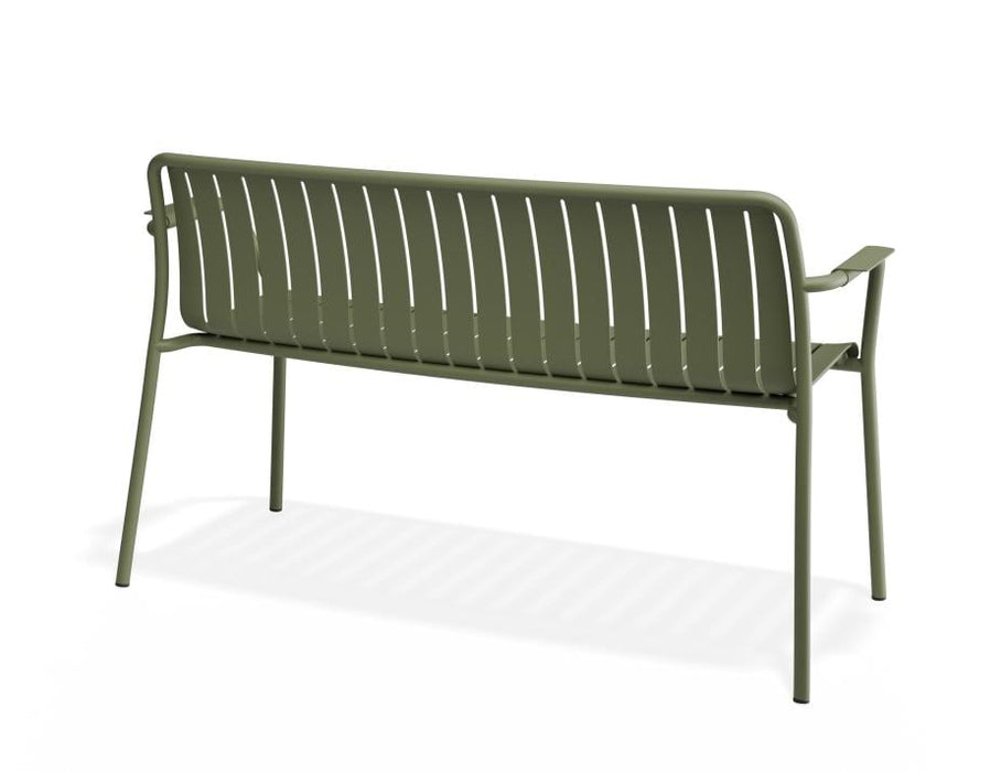 Roku Garden Bench 125cm - Outdoor - Eucalyptus Green - Chair with Green Cushion, Metal