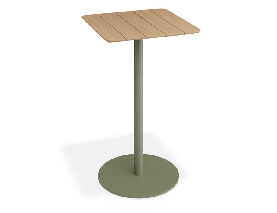 Roku High Bar Teak Table - Outdoor - Matte Eucalyptus Green - 75 x 75cm Table Top