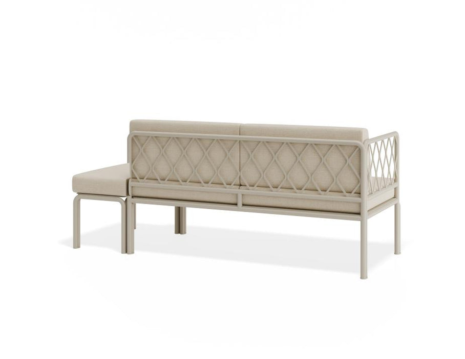 Seville Config E - 2 Seater Sofa - Latte - Outdoor - Husk Cushions + End Cushion