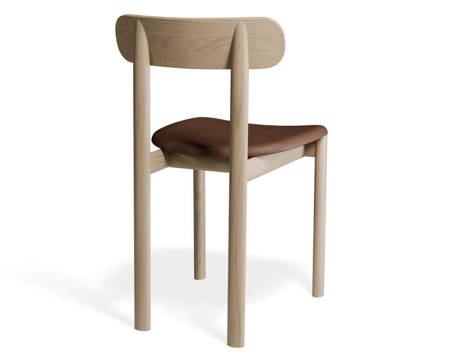 Zara Chair - Natural - Upholstered - Vintage Grey Vegan Leather Seat Pad