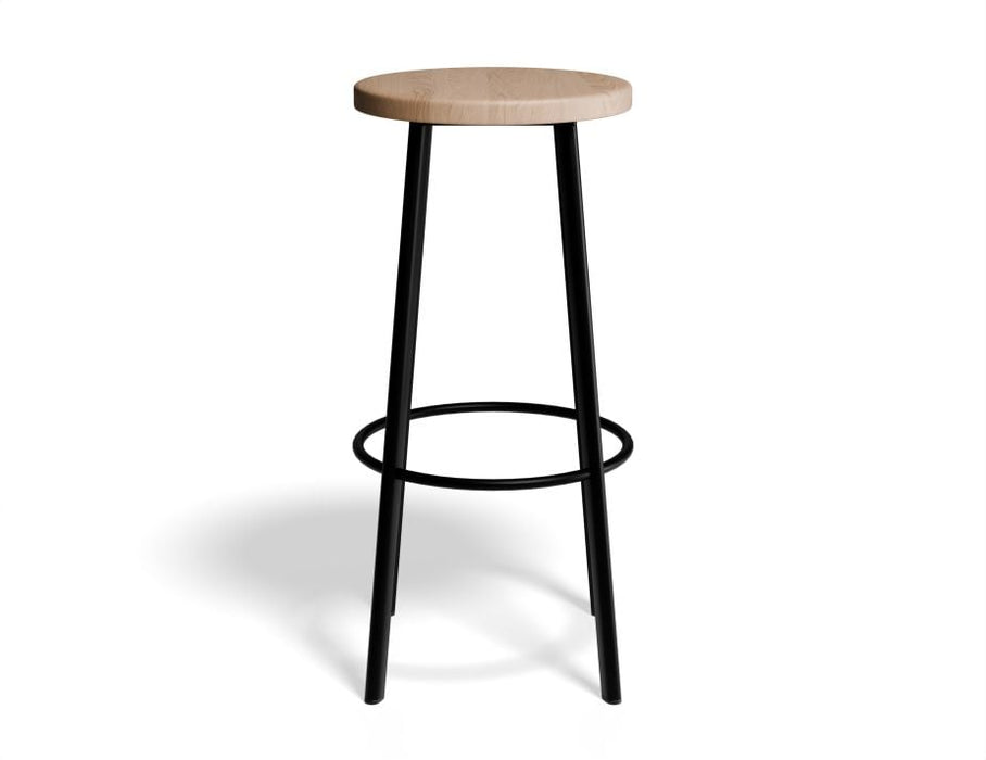 Atlas Bar Stool - Black - Natural Seat - 75cm Bar Height