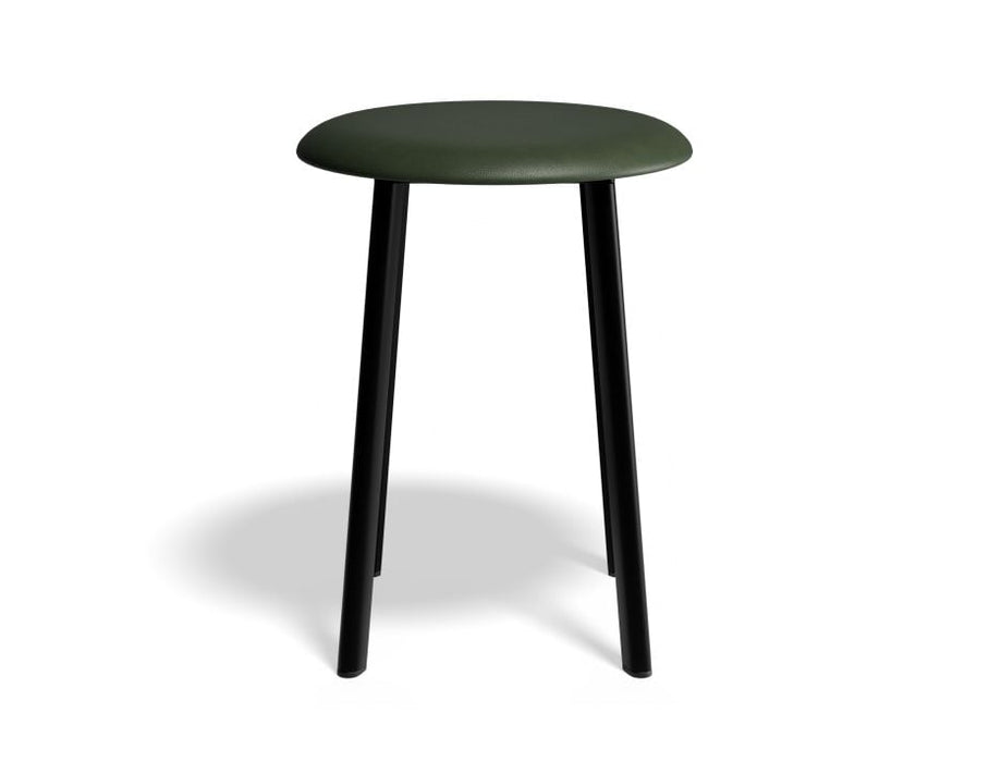 Atlas Low Stool - Black - Vintage PU Seat - 46cm Low Height - Tan PU Seat