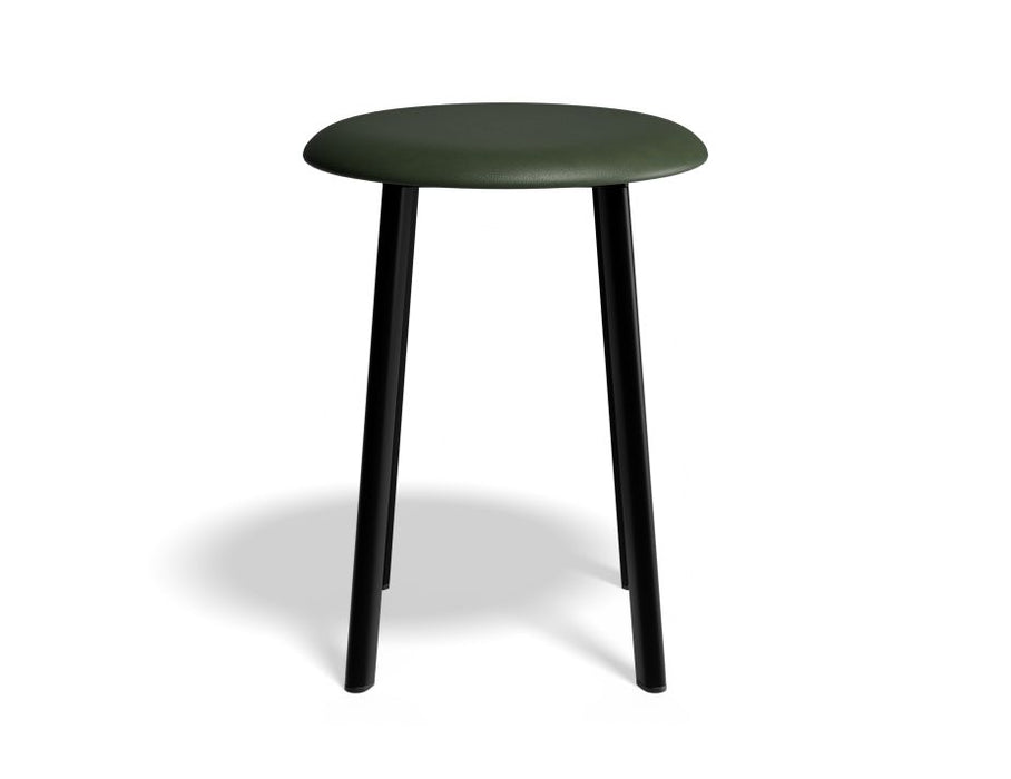 Atlas Low Stool - Black - Vintage PU Seat - 46cm Low Height - Black PU Seat