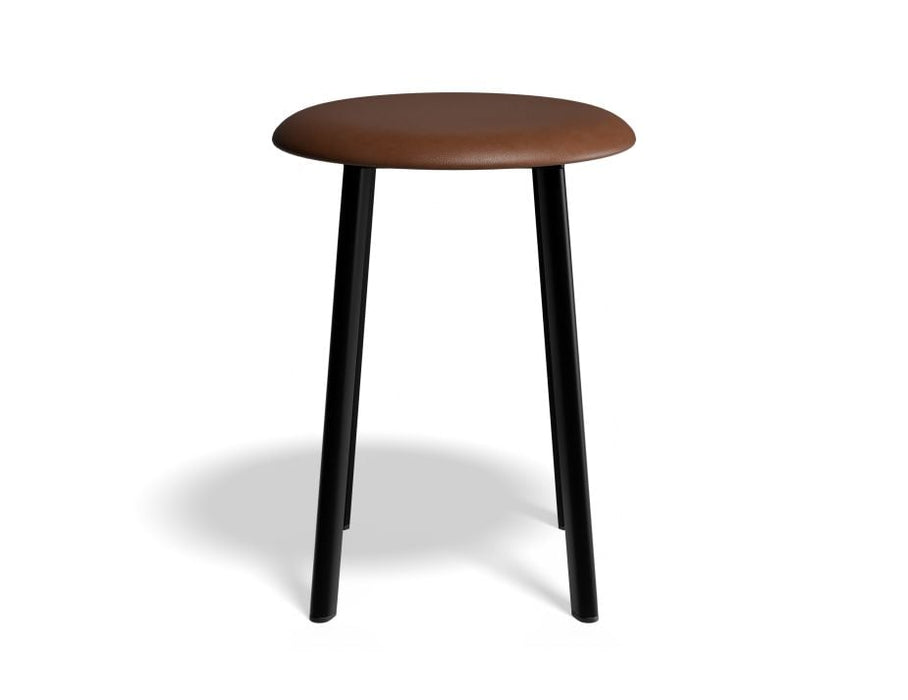 Atlas Low Stool - Black - Vintage PU Seat - 46cm Low Height - Grey PU Seat