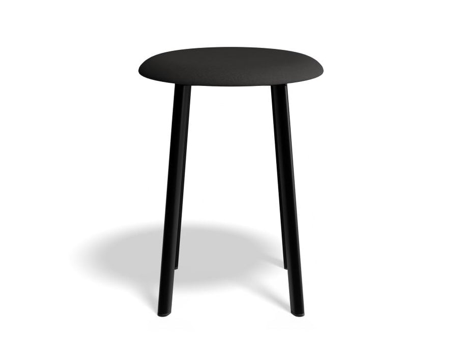 Atlas Low Stool - Black - Fabric Seat - 46cm Low Height - Grey Fabric Seat
