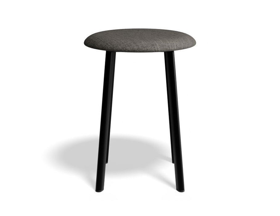 Atlas Low Stool - Black - Fabric Seat - 46cm Low Height - Light Grey Fabric Seat