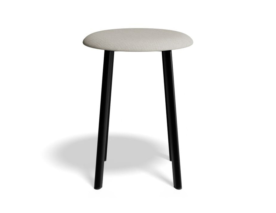 Atlas Low Stool - Black - Fabric Seat - 46cm Low Height - Grey Fabric Seat