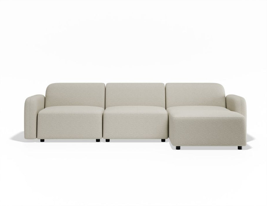 Atticus Modular Sofa - 3 Seater with Ottoman - Ivory Cream Fabric