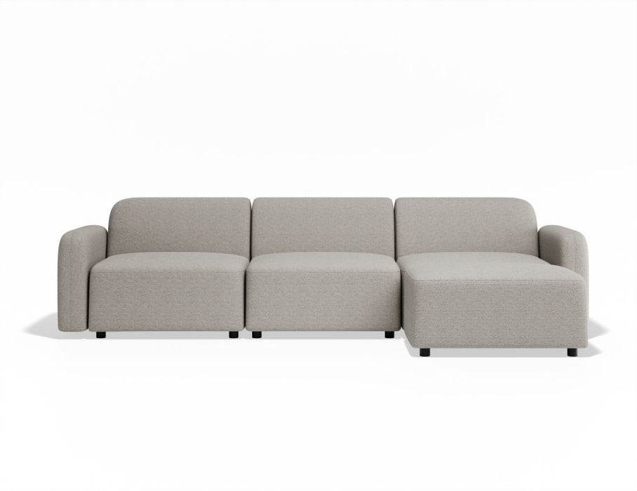 Atticus Modular Sofa - 3 Seater with Ottoman - Oyster Grey Fabric