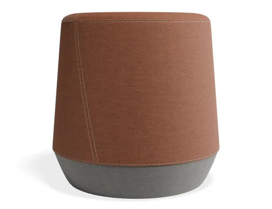 Button Small Ottoman - Light Grey Lower - Terracotta Brown Upper