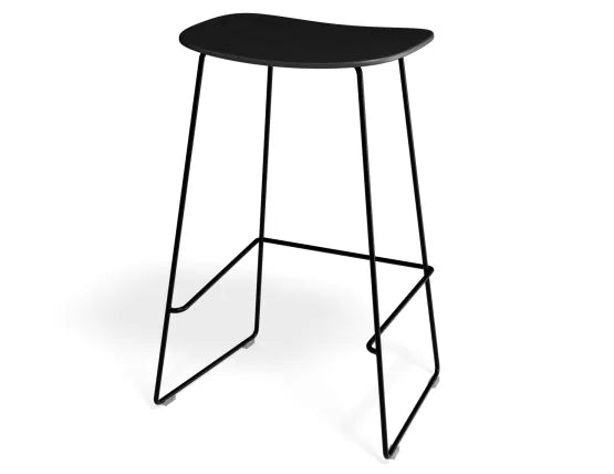 Elva Stool - Black Seat - Black Frame - 76cm (commercial Bench Height), Wood