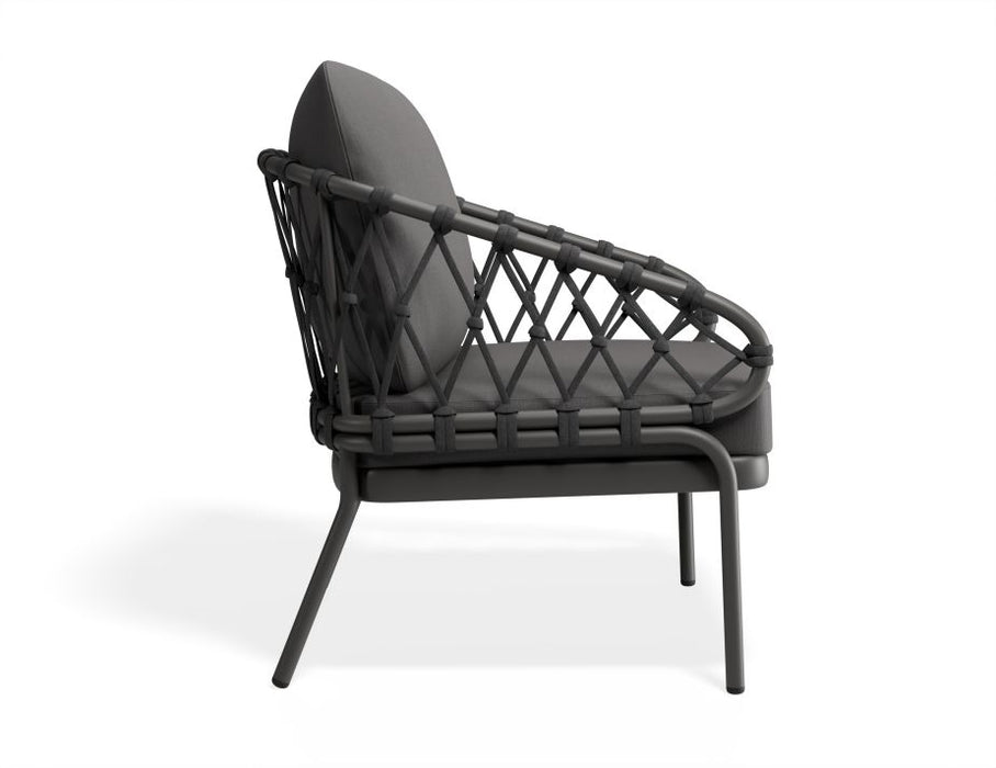 Kara Lounge Chair - Outdoor - Single - Charcoal - Granite Grey Cushions, Fabric, Metal