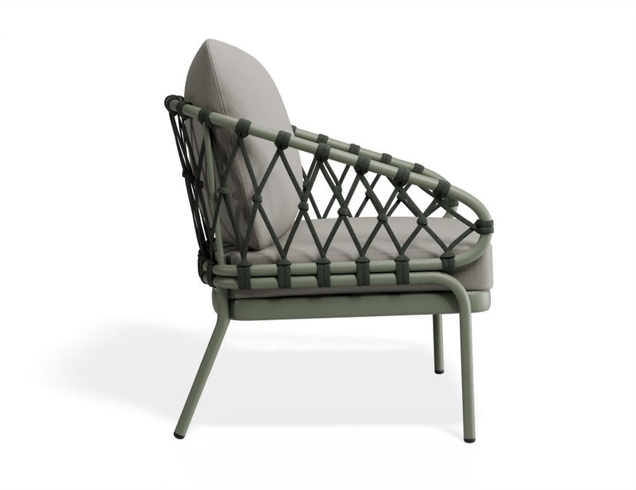 Kara Lounge Chair - Outdoor - Single - Eucalyptus Green - Sandy Grey Cushions