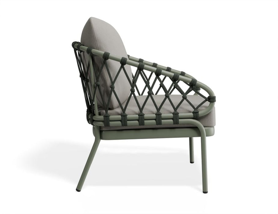 Kara Lounge Chair - Outdoor - Single - Eucalyptus Green - Granite Grey Cushions, Fabric, Metal