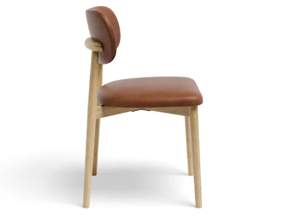 Oskar Dining Chair - Natural - Retro Brandy PU, Leather