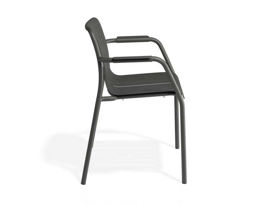 Roku Outdoor Armchair in Matt Charcoal - Chair with Dark Grey Cushion