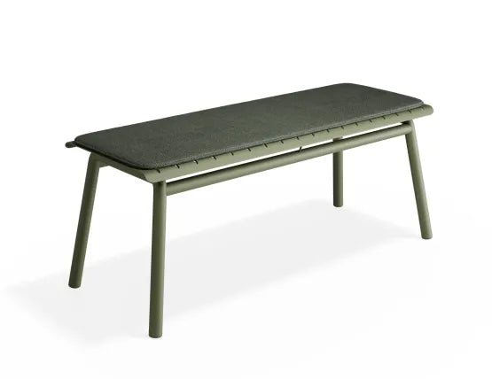 Roku Bench 120cm - Outdoor - Eucalyptus Green - Bench with Sandy Grey Cushion, Aluminium