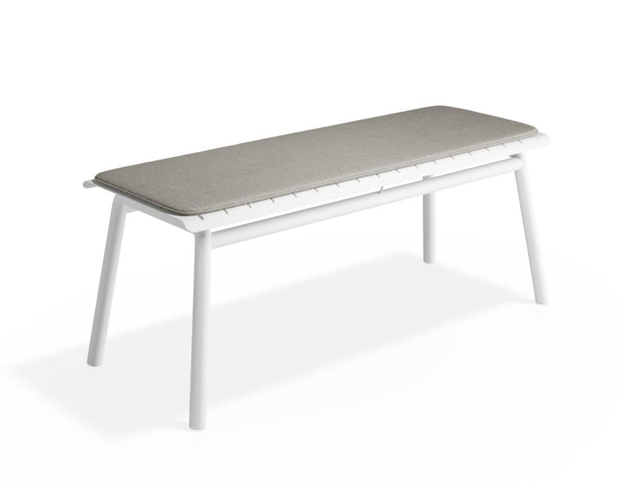 Roku Bench 120cm - Outdoor - White - Bench with Sandy Grey Cushion