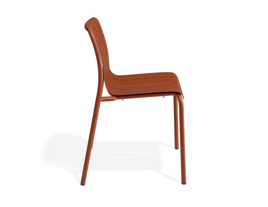 Roku Outdoor Dining Chair in Matt Papaya - Chair with Terracotta Cushion