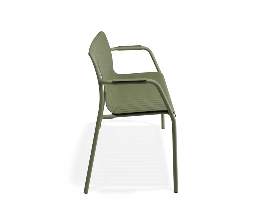 Roku Garden Bench 125cm - Outdoor - Eucalyptus Green - Chair with Husk Cushion, Metal