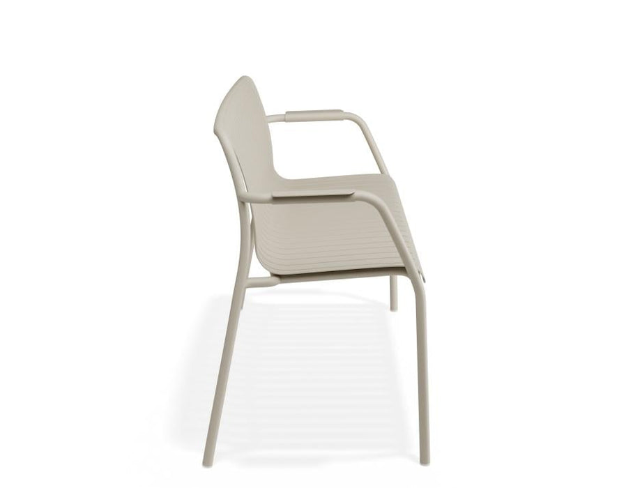 Roku Garden Bench 125cm - Outdoor - Matte Latte - Chair with Granite Grey Cushion