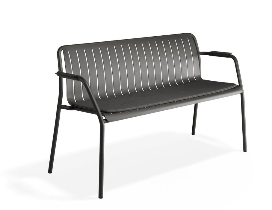 Roku Garden Bench 125cm - Outdoor - Charcoal - Chair with Sandy Grey Cushion