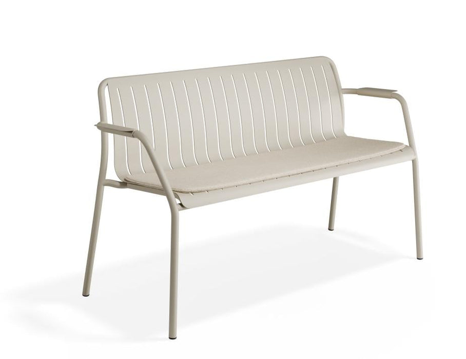 Roku Garden Bench 125cm - Outdoor - Matte Latte - Chair with Granite Grey Cushion