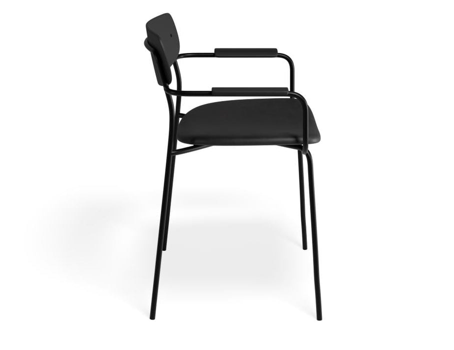 Rylie Armchair - Black - Upholstered - Green Vintage Vegan Leather Seat