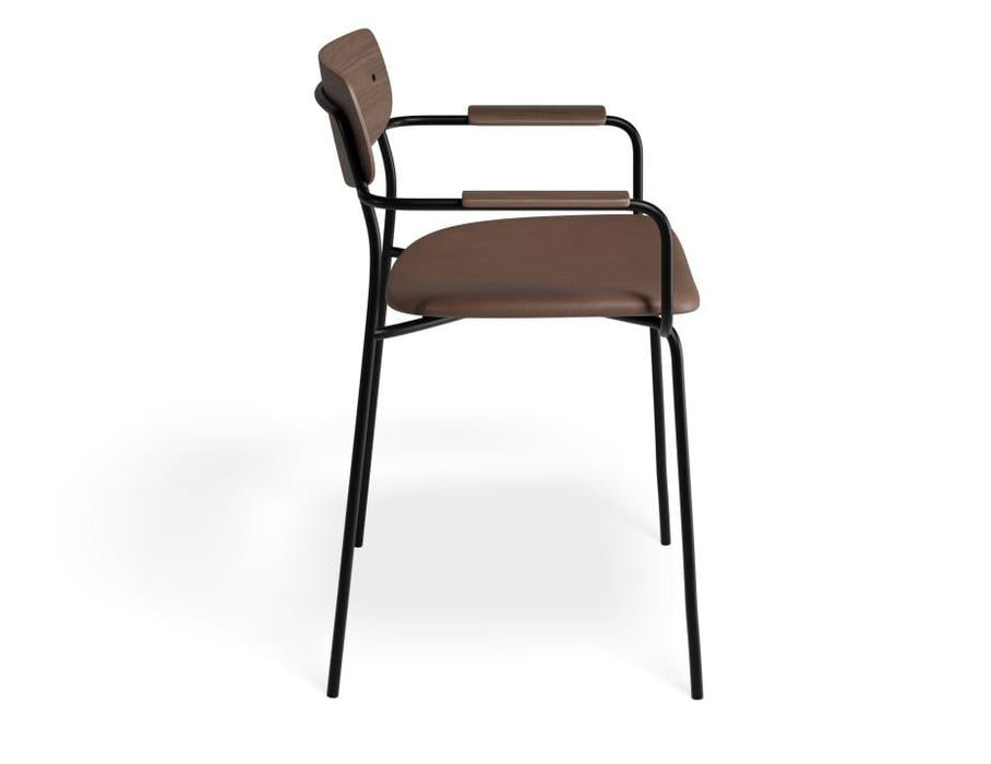 Rylie Armchair - Walnut - Upholstered - Green Vintage Vegan Leather Seat