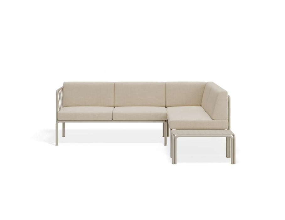 Seville Config G Corner Sofa - Latte - Outdoor - Husk Cushions + Teak Top
