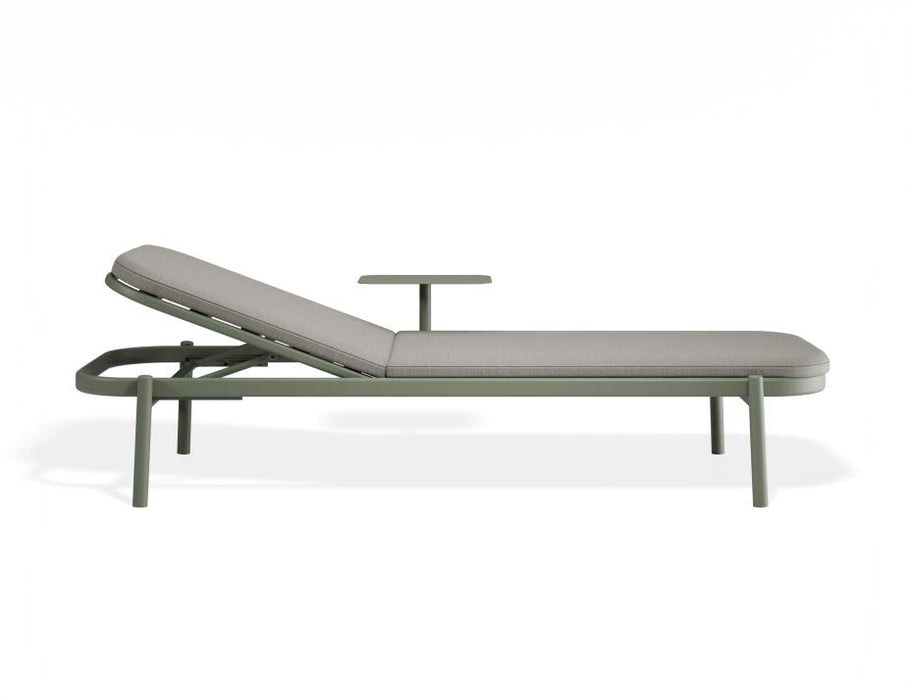 Verano Sun Lounge - Eucalyptus Green - with Side Table - Sandy Grey Cushions
