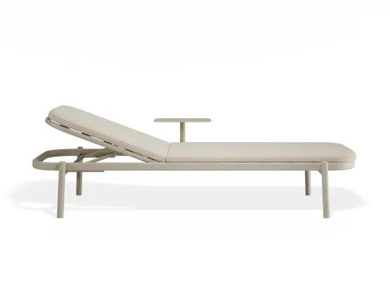 Verano Sun Lounge - Latte - with Side Table - Husk Cushion, Aluminium