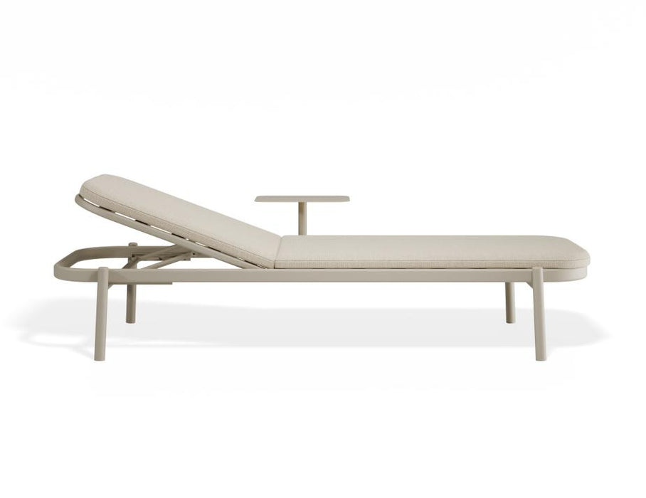 Verano Sun Lounge - Latte - with Side Table - Sandy Grey Cushion