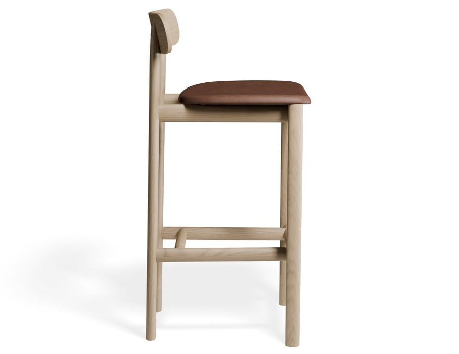 Zara Stool - Natural - Upholstered - 65cm Seat Height Vintage Tan Vegan Leather Seat Pad