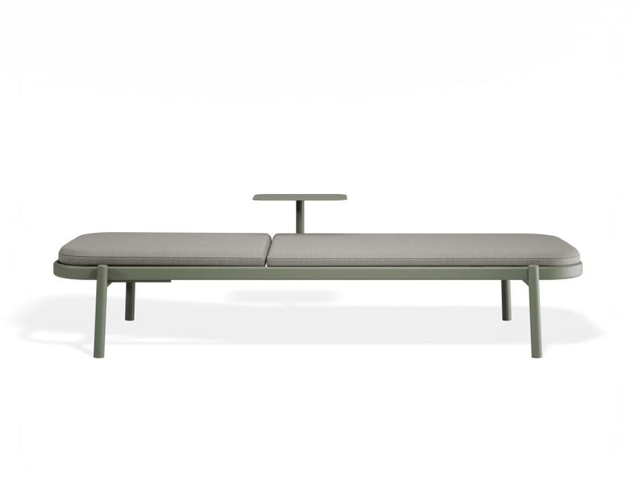 Verano Sun Lounge - Eucalyptus Green - with Side Table - Granite Grey Cushions