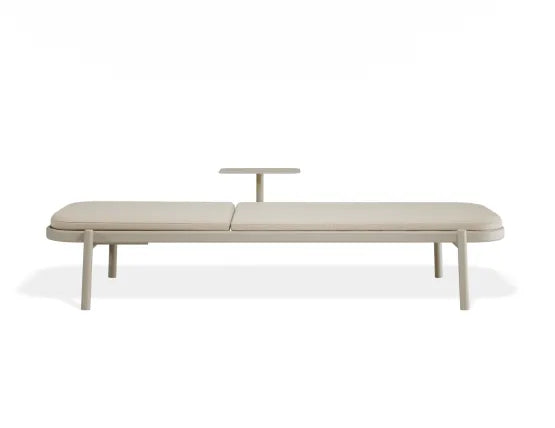 Verano Sun Lounge - Latte - with Side Table - Husk Cushion, Aluminium