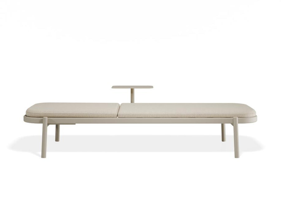 Verano Sun Lounge - Latte - with Side Table - Sandy Grey Cushion