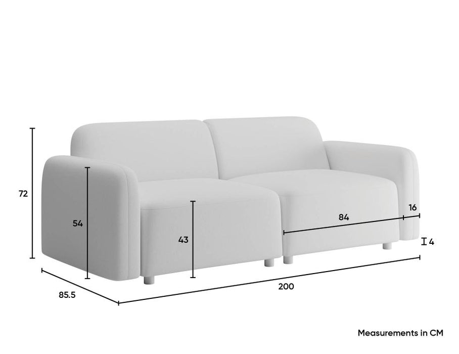 Atticus Modular Sofa - 2 Seater - Ivory Cream Fabric