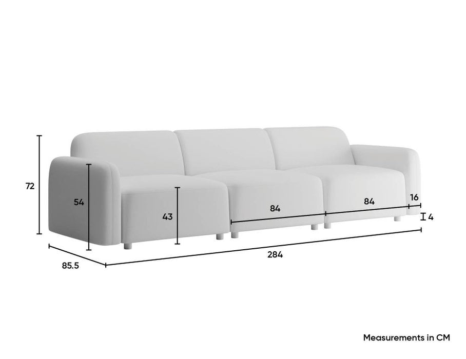 Atticus Modular Sofa - 3 Seater - Oyster Grey Fabric