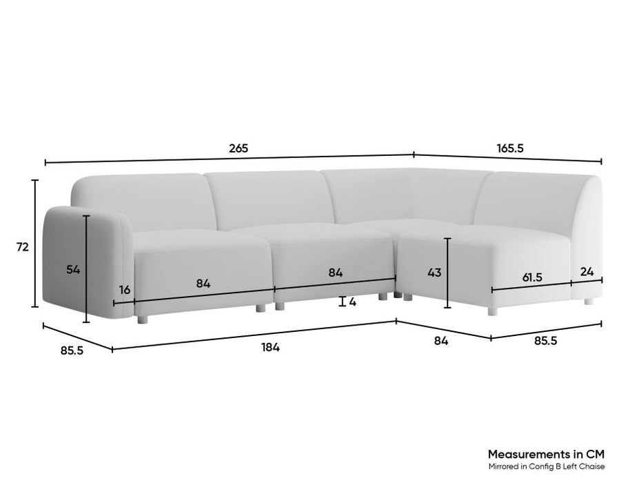 Atticus Modular Sofa - Configuration A Right Chaise Return - Ivory Cream Fabric