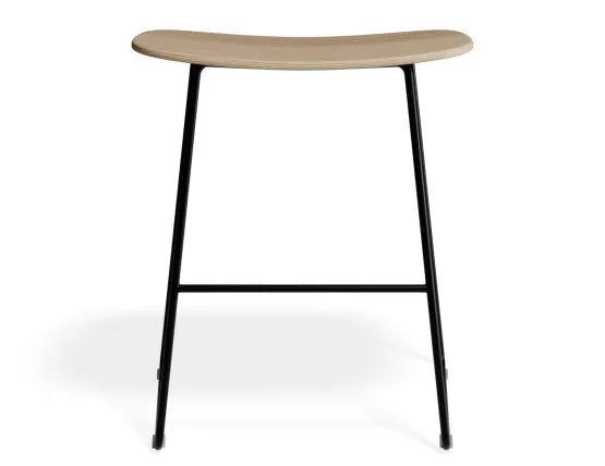 Elva Low Stool - Natural Seat - Black Frame, Wood, 46cm H