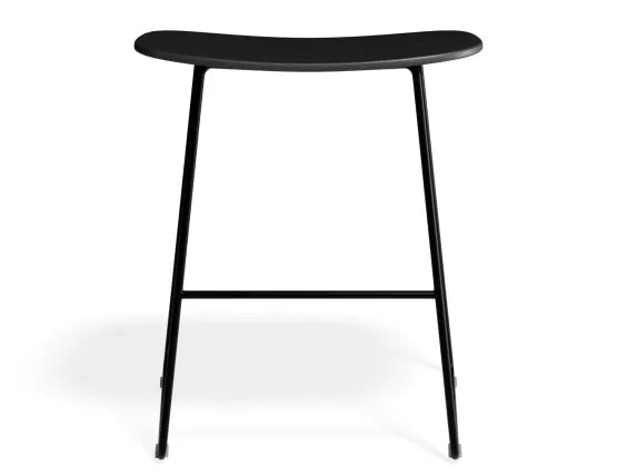 Elva Low Stool - Black Seat - Black Frame, Wood, 46cm H