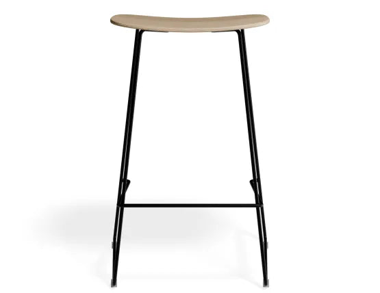 Elva Stool - Natural Seat - Black Frame - 76cm (commercial Bench Height), Wood